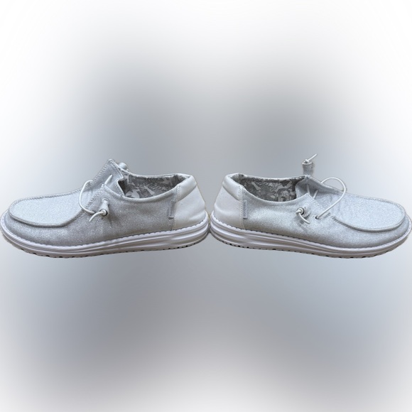 Hey Dude Wendy Stretch Sparkling White Shoes Women’s Size 8 - Picture 8 of 8